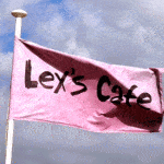 Lex's Cafe Flag on Brighton beach